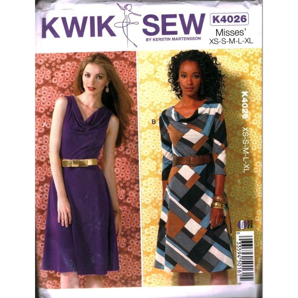 Kwik Sew K4026 Misses A-Line Pullover Dress Sewing Pattern XS-XL K Martensson